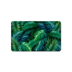 Tropical Green Leaves Background Magnet (name Card) by Amaryn4rt