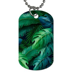 Tropical Green Leaves Background Dog Tag (two Sides) by Amaryn4rt