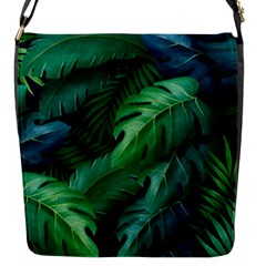 Tropical Green Leaves Background Flap Closure Messenger Bag (s) by Amaryn4rt