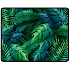 Tropical Green Leaves Background Two Sides Fleece Blanket (medium) by Amaryn4rt