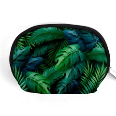 Tropical Green Leaves Background Accessory Pouch (medium) by Amaryn4rt