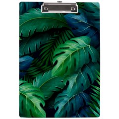 Tropical Green Leaves Background A4 Acrylic Clipboard by Amaryn4rt