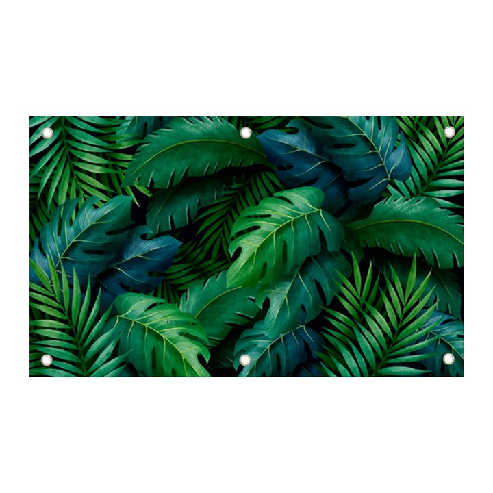 Tropical Green Leaves Background Banner and Sign 5  x 3 