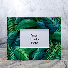 Tropical Green Leaves Background White Tabletop Photo Frame 4 x6  by Amaryn4rt