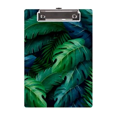 Tropical Green Leaves Background A5 Acrylic Clipboard by Amaryn4rt