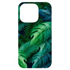 Tropical Green Leaves Background Iphone 14 Pro Black Uv Print Case by Amaryn4rt