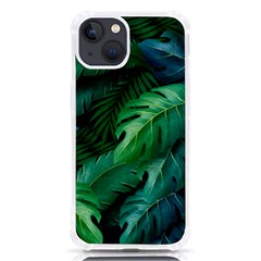 Tropical Green Leaves Background Iphone 13 Tpu Uv Print Case by Amaryn4rt