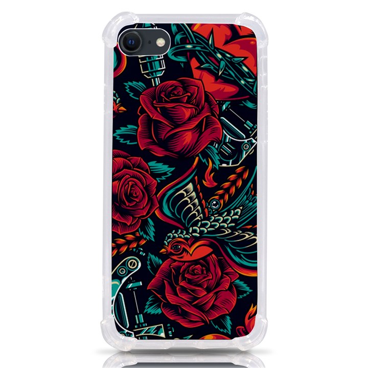 Vintage Flash Tattoos Designs Seamless Pattern iPhone SE