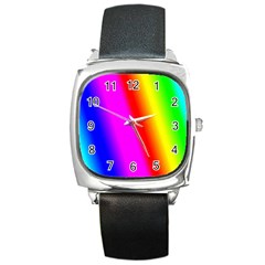 Multi-color-rainbow-background Square Metal Watch by Amaryn4rt