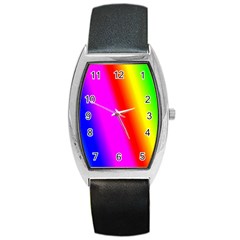 Multi-color-rainbow-background Barrel Style Metal Watch