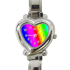 Multi-color-rainbow-background Heart Italian Charm Watch by Amaryn4rt