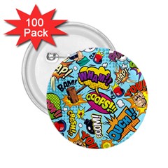 Comic Elements Colorful Seamless Pattern 2 25  Buttons (100 Pack) 