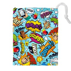 Comic Elements Colorful Seamless Pattern Drawstring Pouch (5xl) by Amaryn4rt