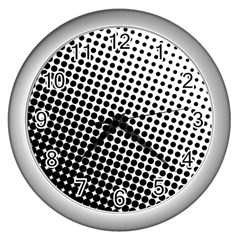 Background-wallpaper-texture-lines Dot Dots Black White Wall Clock (Silver)