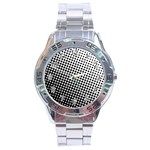 Background-wallpaper-texture-lines Dot Dots Black White Stainless Steel Analogue Watch Front