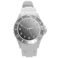 Background-wallpaper-texture-lines Dot Dots Black White Round Plastic Sport Watch (L)