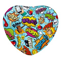 Comic Elements Colorful Seamless Pattern Heart Glass Fridge Magnet (4 Pack)