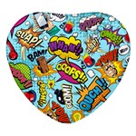 Comic Elements Colorful Seamless Pattern Heart Glass Fridge Magnet (4 pack) Front