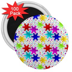 Snowflake Pattern Repeated 3  Magnets (100 Pack) by Amaryn4rt