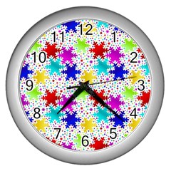 Snowflake Pattern Repeated Wall Clock (silver) by Amaryn4rt