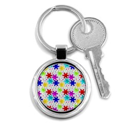 Snowflake Pattern Repeated Key Chain (round) by Amaryn4rt