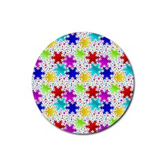 Snowflake Pattern Repeated Rubber Round Coaster (4 Pack) by Amaryn4rt