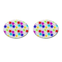 Snowflake Pattern Repeated Cufflinks (oval) by Amaryn4rt