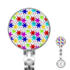 Snowflake Pattern Repeated Stainless Steel Nurses Watch by Amaryn4rt