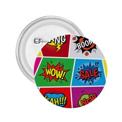 Pop Art Comic Vector Speech Cartoon Bubbles Popart Style With Humor Text Boom Bang Bubbling Expressi 2 25  Buttons by Amaryn4rt