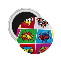 Pop Art Comic Vector Speech Cartoon Bubbles Popart Style With Humor Text Boom Bang Bubbling Expressi 2 25  Magnets by Amaryn4rt