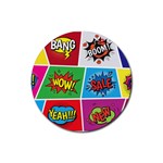 Pop Art Comic Vector Speech Cartoon Bubbles Popart Style With Humor Text Boom Bang Bubbling Expressi Rubber Coaster (Round) Front