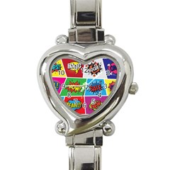 Pop Art Comic Vector Speech Cartoon Bubbles Popart Style With Humor Text Boom Bang Bubbling Expressi Heart Italian Charm Watch by Amaryn4rt