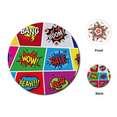 Pop Art Comic Vector Speech Cartoon Bubbles Popart Style With Humor Text Boom Bang Bubbling Expressi Playing Cards Single Design (round) by Amaryn4rt