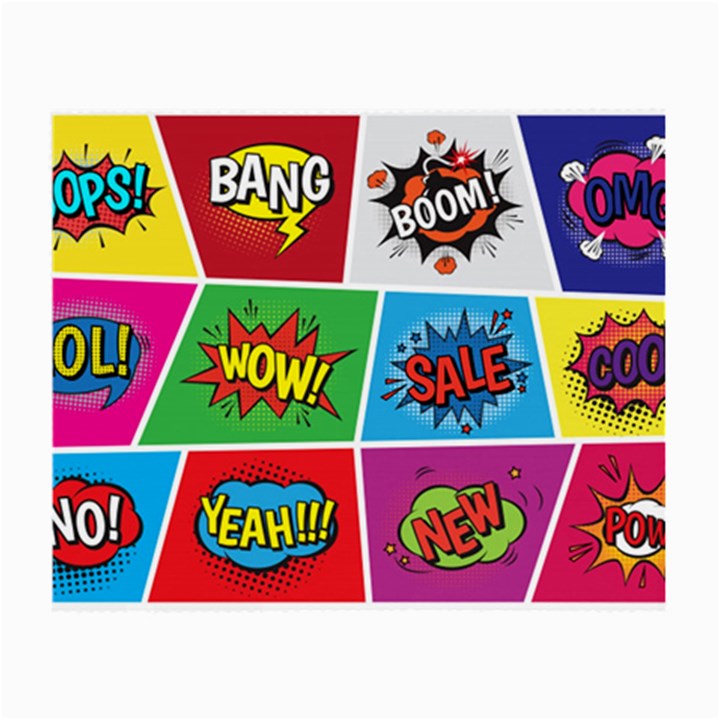 Pop Art Comic Vector Speech Cartoon Bubbles Popart Style With Humor Text Boom Bang Bubbling Expressi Small Glasses Cloth (2 Sides)