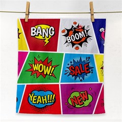 Pop Art Comic Vector Speech Cartoon Bubbles Popart Style With Humor Text Boom Bang Bubbling Expressi Face Towel by Amaryn4rt