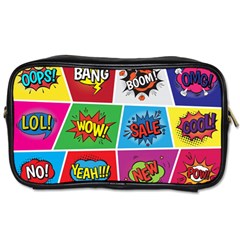 Pop Art Comic Vector Speech Cartoon Bubbles Popart Style With Humor Text Boom Bang Bubbling Expressi Toiletries Bag (one Side) by Amaryn4rt