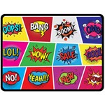 Pop Art Comic Vector Speech Cartoon Bubbles Popart Style With Humor Text Boom Bang Bubbling Expressi Fleece Blanket (Large) 80 x60  Blanket Front