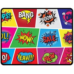 Pop Art Comic Vector Speech Cartoon Bubbles Popart Style With Humor Text Boom Bang Bubbling Expressi Fleece Blanket (medium) by Amaryn4rt