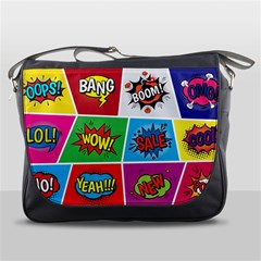 Pop Art Comic Vector Speech Cartoon Bubbles Popart Style With Humor Text Boom Bang Bubbling Expressi Messenger Bag by Amaryn4rt