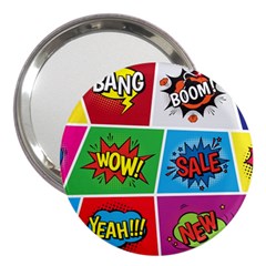 Pop Art Comic Vector Speech Cartoon Bubbles Popart Style With Humor Text Boom Bang Bubbling Expressi 3  Handbag Mirrors by Amaryn4rt