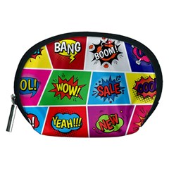 Pop Art Comic Vector Speech Cartoon Bubbles Popart Style With Humor Text Boom Bang Bubbling Expressi Accessory Pouch (medium) by Amaryn4rt