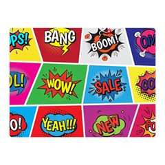 Pop Art Comic Vector Speech Cartoon Bubbles Popart Style With Humor Text Boom Bang Bubbling Expressi Two Sides Premium Plush Fleece Blanket (mini) by Amaryn4rt