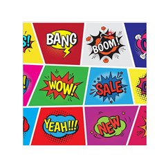 Pop Art Comic Vector Speech Cartoon Bubbles Popart Style With Humor Text Boom Bang Bubbling Expressi Square Satin Scarf (30  X 30 ) by Amaryn4rt