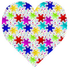 Snowflake Pattern Repeated Wooden Puzzle Heart by Amaryn4rt