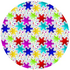 Snowflake Pattern Repeated Wooden Puzzle Round by Amaryn4rt