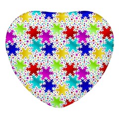 Snowflake Pattern Repeated Heart Glass Fridge Magnet (4 Pack) by Amaryn4rt