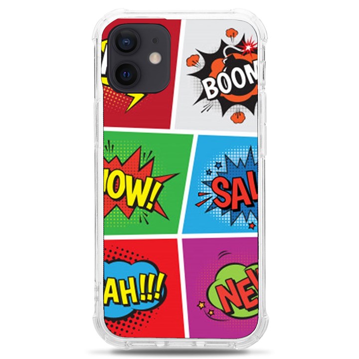 Pop Art Comic Vector Speech Cartoon Bubbles Popart Style With Humor Text Boom Bang Bubbling Expressi iPhone 12 mini TPU UV Print Case	