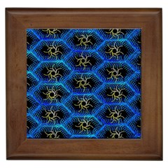 Blue Bee Hive Pattern Framed Tile by Amaryn4rt