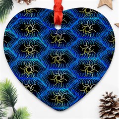 Blue Bee Hive Pattern Ornament (heart) by Amaryn4rt