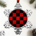 Black And Red Backgrounds- Metal Small Snowflake Ornament Front